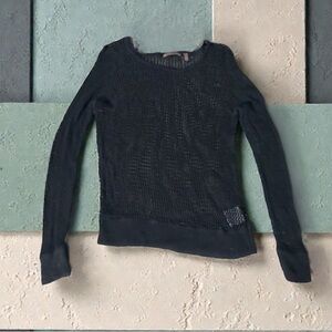 525 America Black Sheer Mesh Top Small Long sleeve